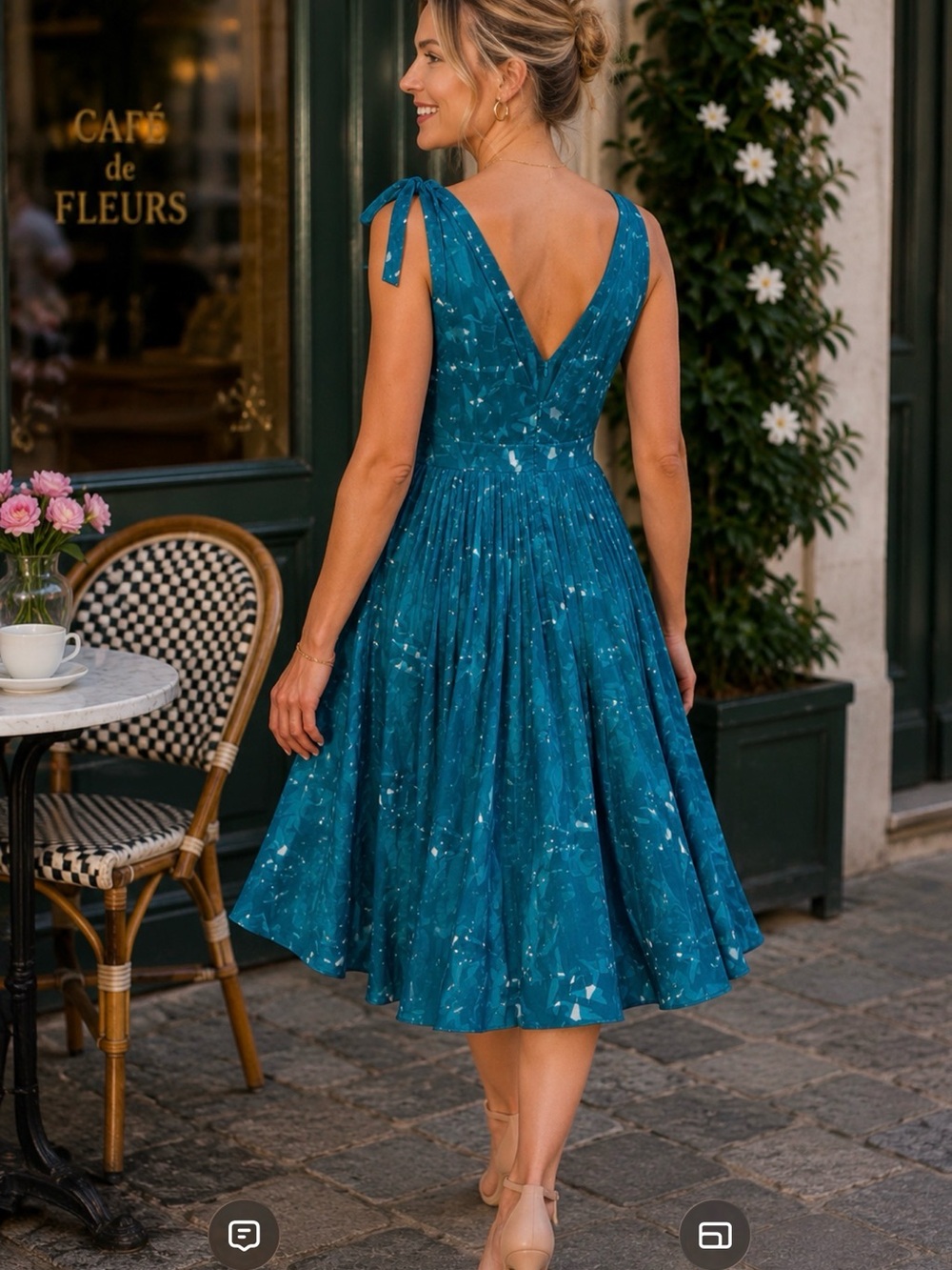 Kate Spade New York Melody Silk Pleated Dress Teal Fit & Flare Size 10 - Picture 3 of 15